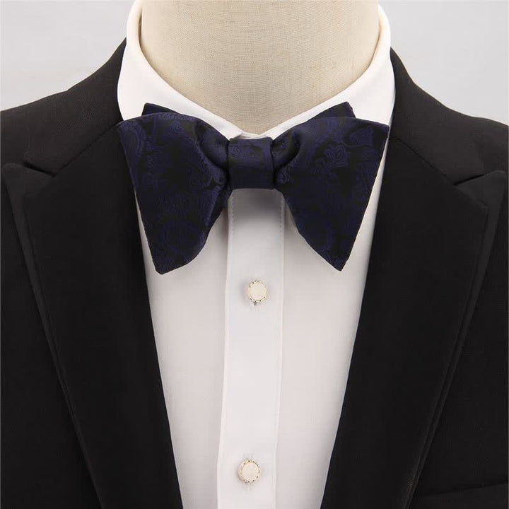 Men's Paisley Solid Color Oversized Pointed Bow Tie - image 9