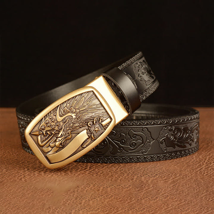 Men's American Flag Hawk Eagle Leather Belt - image 10