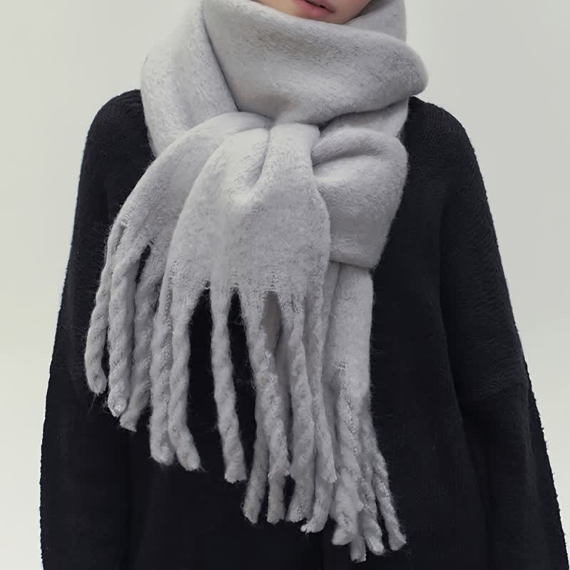 Women's Chunky Thickened Solid Color Soft Scarf - image 9