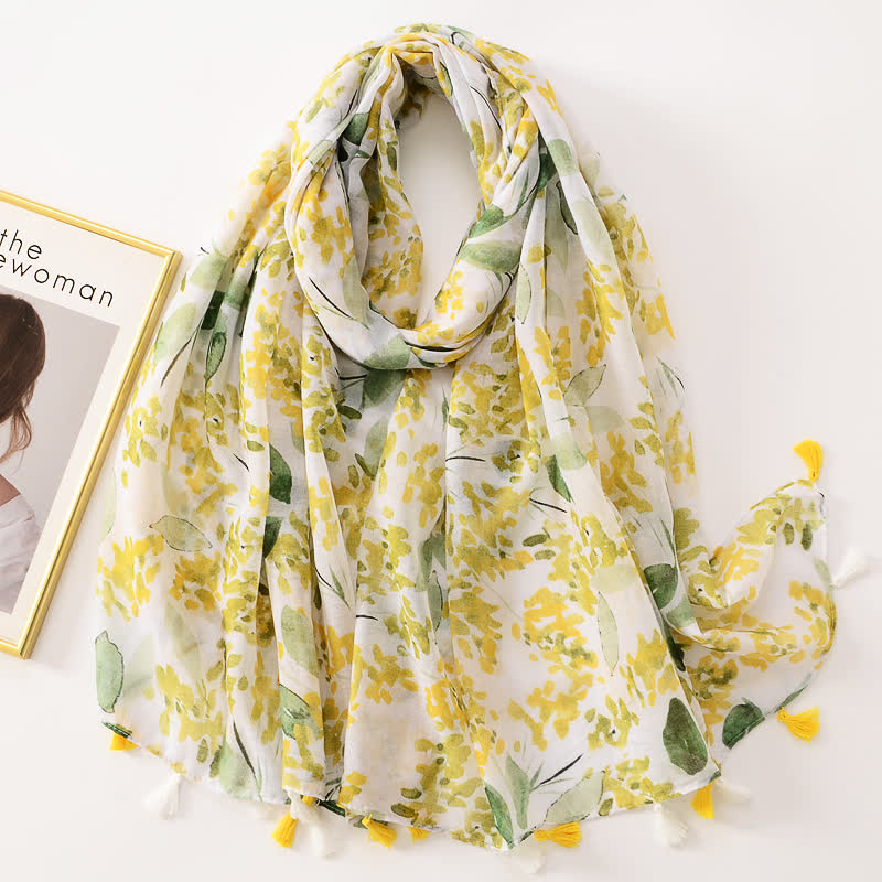 Women's Thin Lovely Butterfly Floral Tassel Scarf - Style #24 - image 29