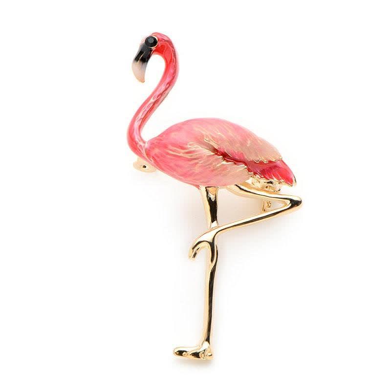 Women's Exotic Enamel Flamingo Brooch - Pink - image 0