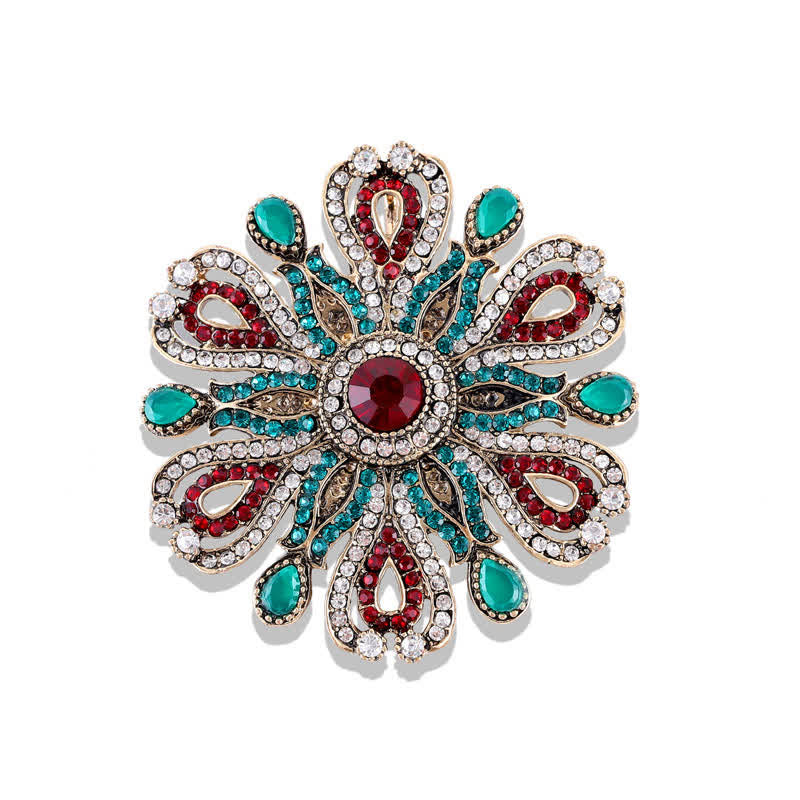 Women's Baroque Palace Crystal Brooch - Blue Mandala - image 0