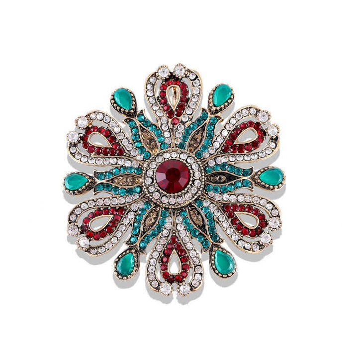 Women's Baroque Palace Crystal Brooch - Blue Mandala - image 0
