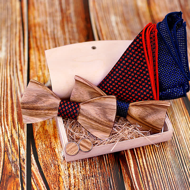 3Pcs Men's Classic Simple Wooden Bow Tie Set - image 5