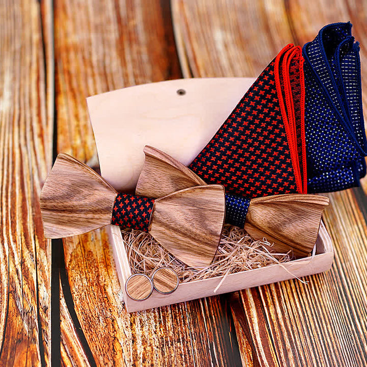3Pcs Men's Classic Simple Wooden Bow Tie Set - image 5