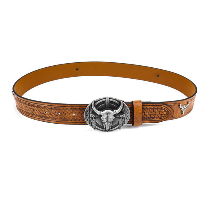 Men's Engraved Mad Bull Leather Belt - image 5