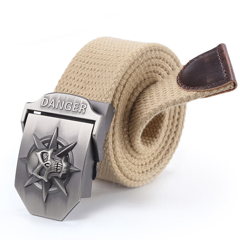 Men's Automatic Skull Buckle Woven Canvas Belt - image 5