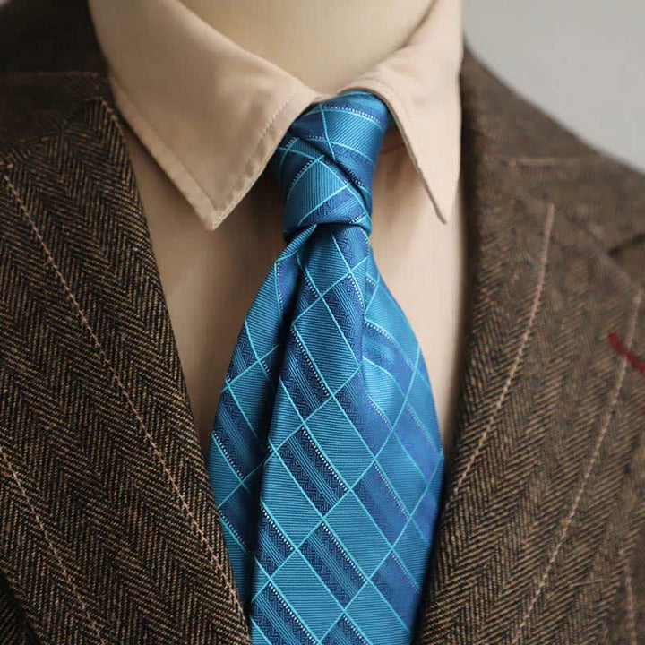 Men's Retro Street Style Geometric Necktie - Blue - image 6