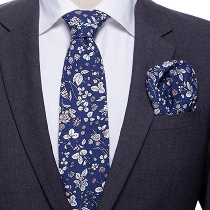 2Pcs Men's Literary Art Floral Necktie Set - image 7