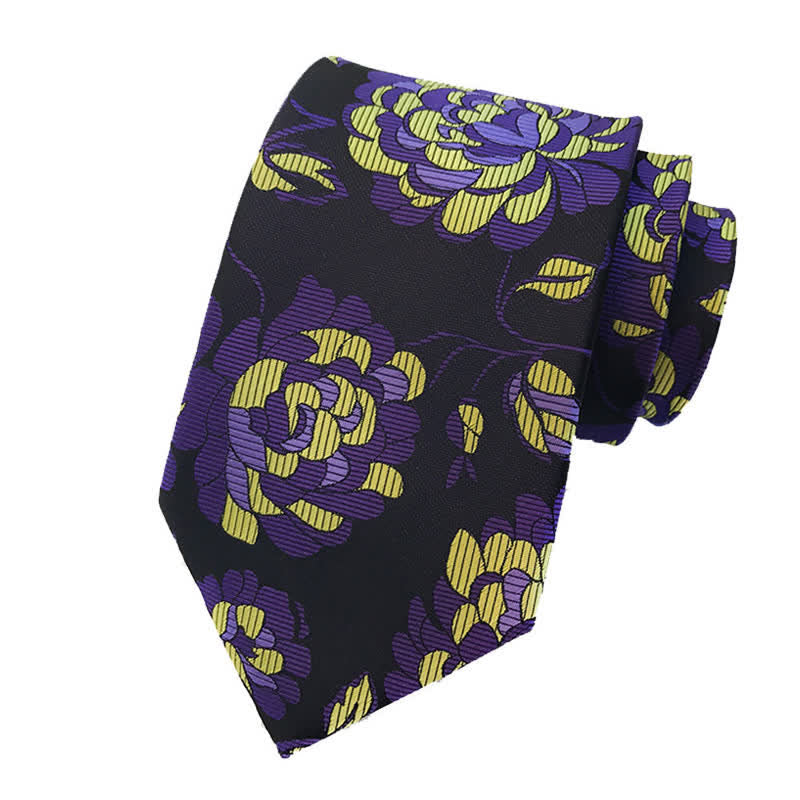 3Pcs Men's Showy Peony Floral Necktie Set - image 1