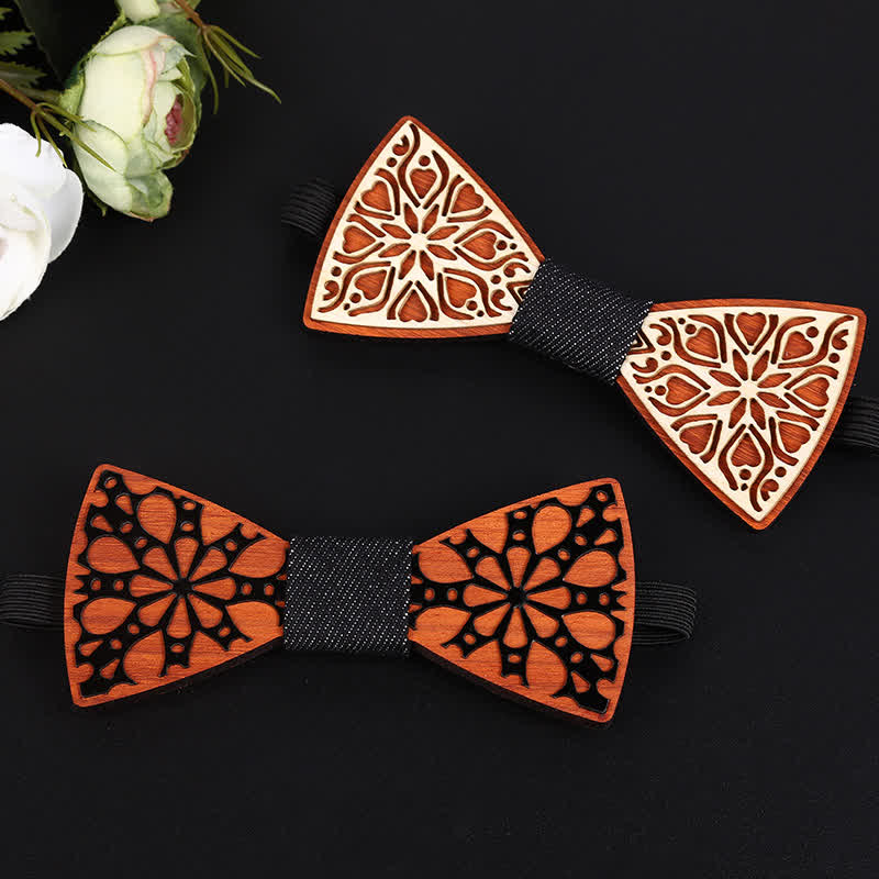 Men's Majestic Floral Wooden Bow Tie - image 1