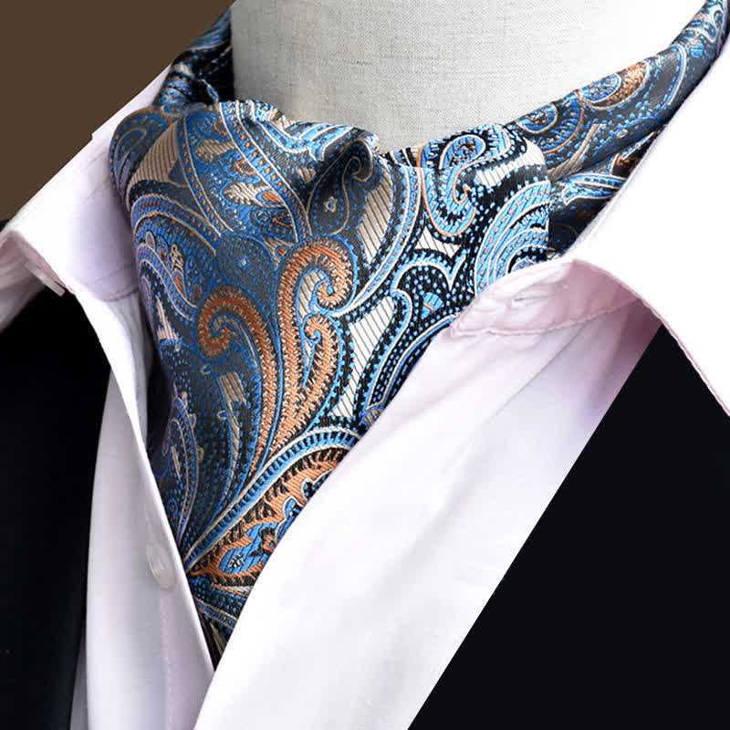 SteelBlue Leisure Prom Gents Floral Ascot Paisley Cravat - SteelBlue - image 0