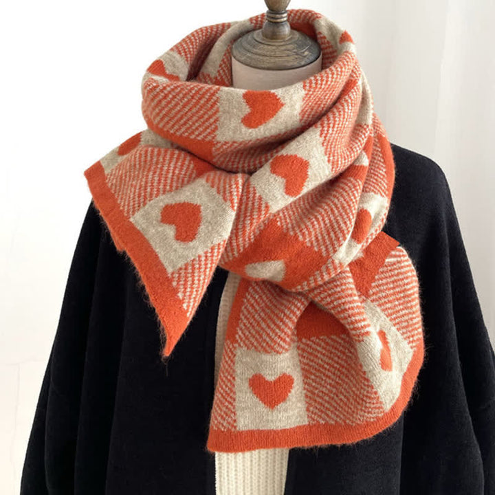 Women's Chunky Love Plaid Double-Sided Scarf - Red - image 13