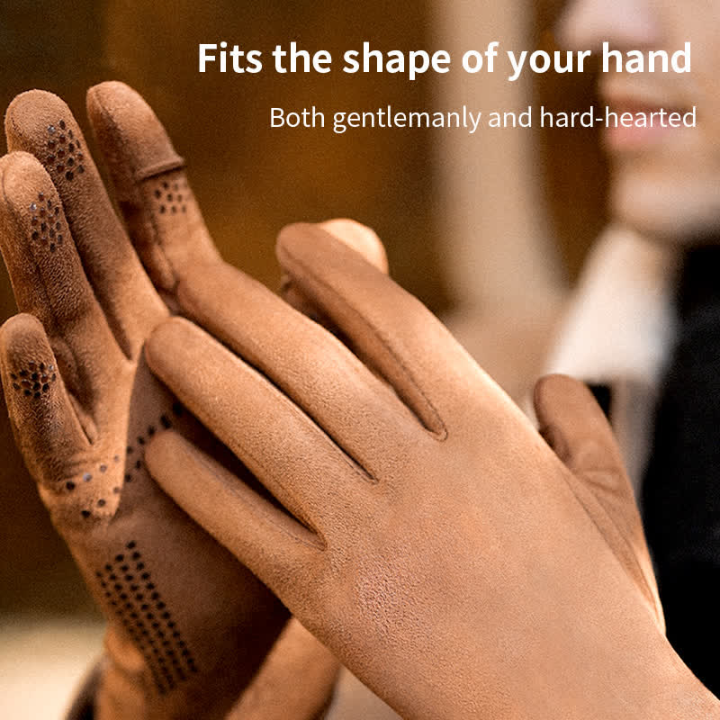 Suede Thermal Velvet Split Finger Gloves - image 3