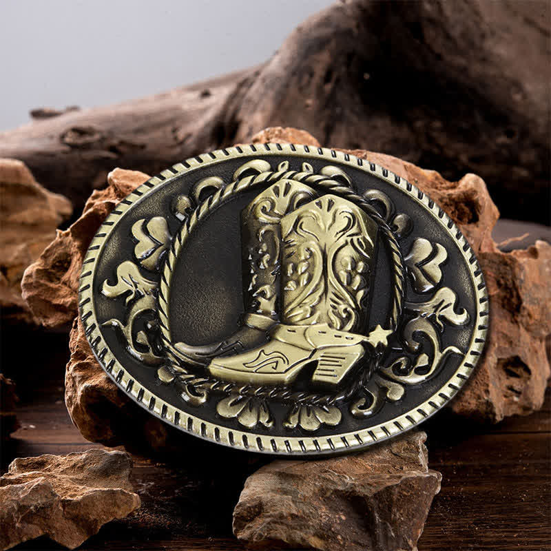 Men's DIY Cowboy Boots Buckle Leather Belt - Boots - Without Belt - image 0