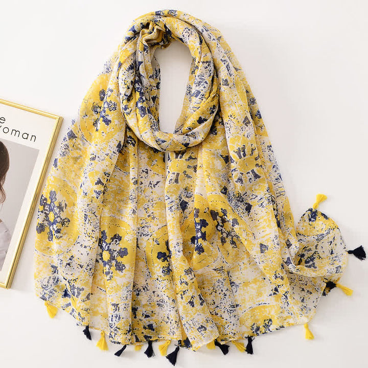 Women's Thin Lovely Butterfly Floral Tassel Scarf - Style #23 - image 28