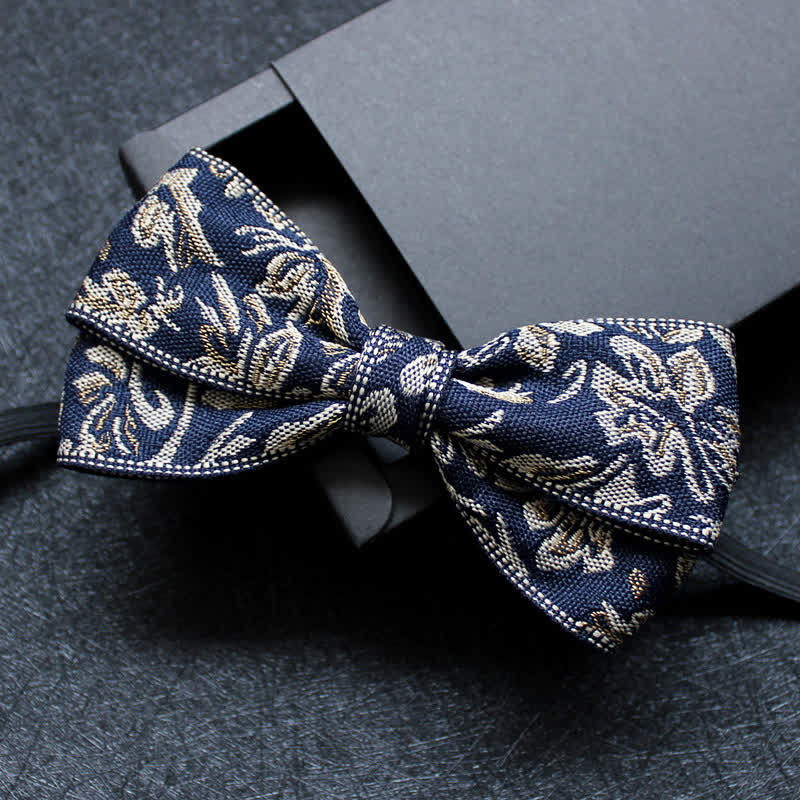 Men's Abstract Pattern Double Layers Bow Tie - Style #9 - image 10