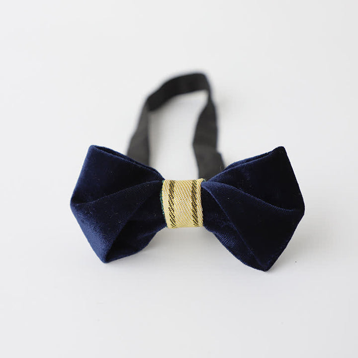 Men's Simple Twisting Velvet Bow Tie - Navy - image 4