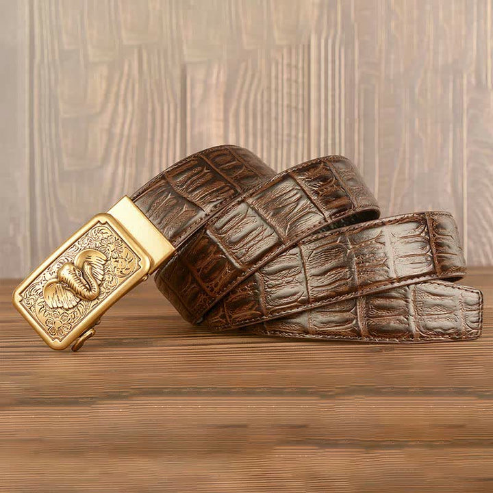 Men's Punk Elephant Alligator Pattern Leather Belt - image 22