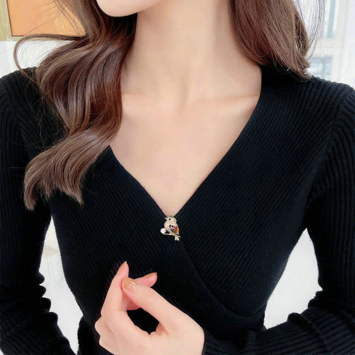 Women's Magpie Branch Zircon Brooch - image 2