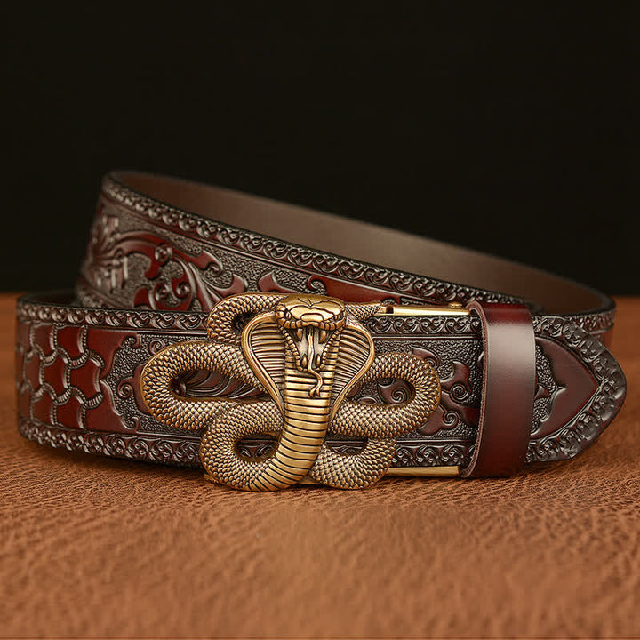 Men's Snake Medallion Buckle Leather Belt - image 2