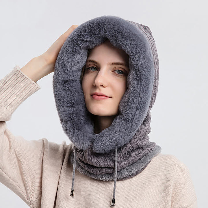 Women's Candy Color Face Hood Mask Knitted Hat - image 5