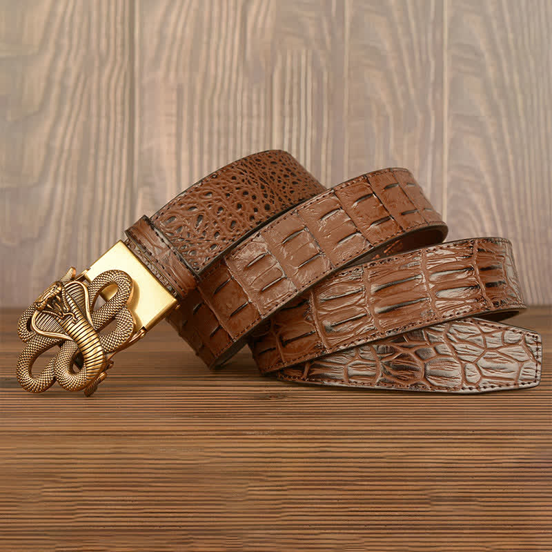 Men's Curled Cobra Alligator Pattern Leather Belt - image 15