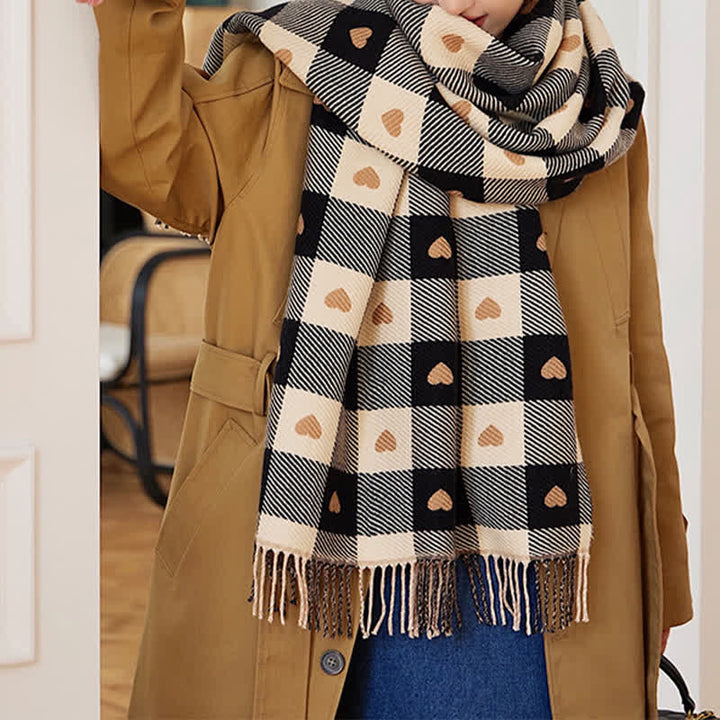 Women's Winter Cape Love Checkerboard Scarf - image 9