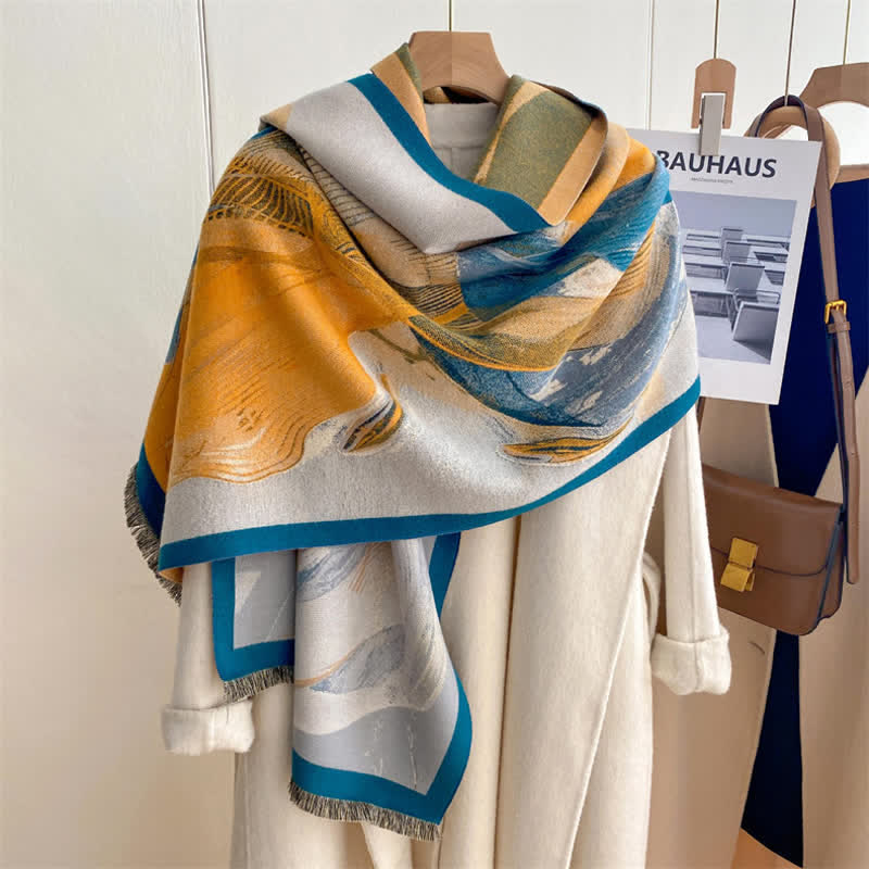 Women's Magnificent Scene Oil Painting Thickened Scarf - image 23