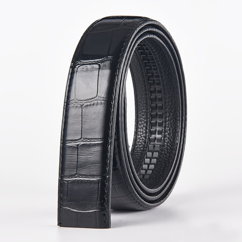 Men's DIY Tiger Head Automatic Buckle Leather Belt - Tiger - Black Crocodile Pattern Belt (40) - image 5