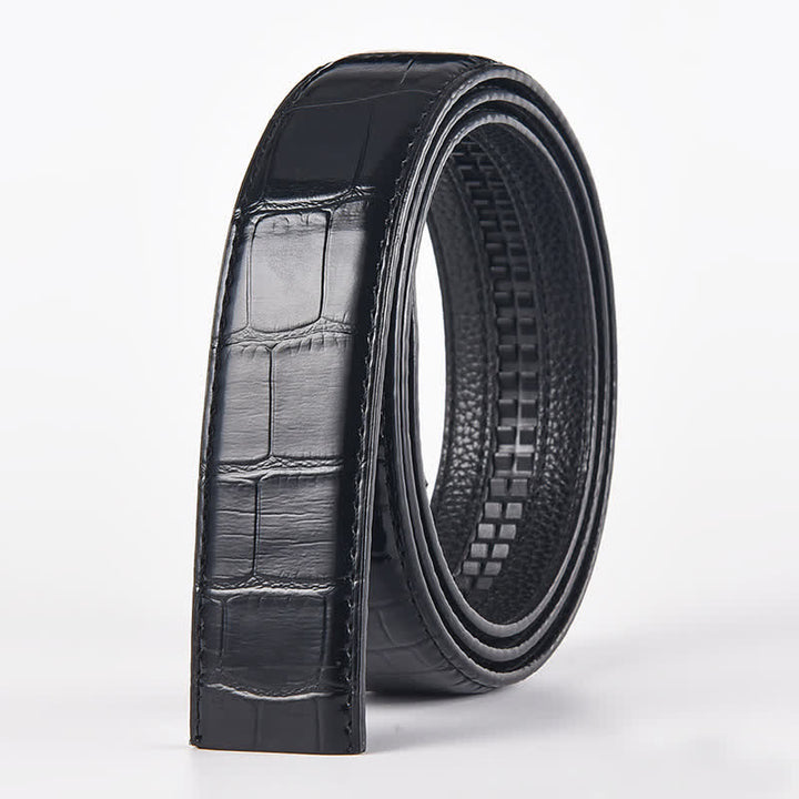 Men's DIY Tiger Head Automatic Buckle Leather Belt - Tiger - Black Crocodile Pattern Belt (40) - image 5
