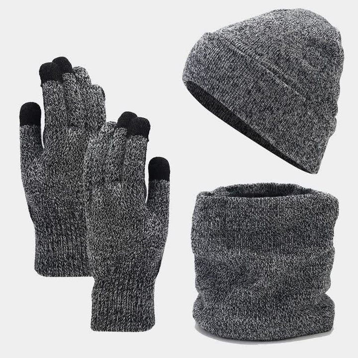 3Pcs Unisex Slouchy Warm Beanie Hat Scarf Gloves Set - Gray - Adjustable (22"-22 7/8") - image 9