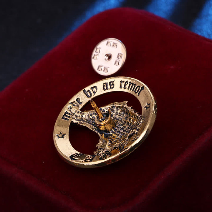 Men's Circle Hawk Head Brooch - image 3