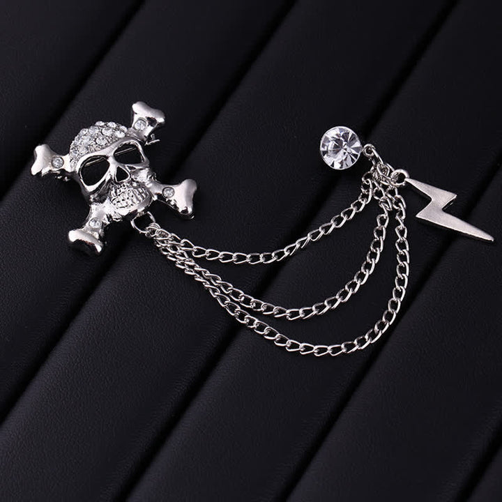 Men's Gothic Skull Lightning Chain Brooch - image 2