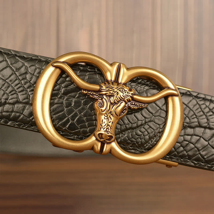 Men's Giant Ox Crocodile Pattern Leather Belt - image 3