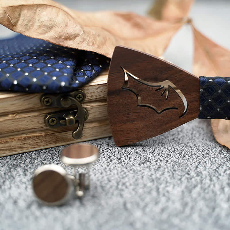 3Pcs Men's Demon Wings Wooden Bow Tie Set - image 3