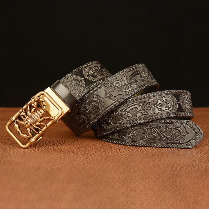 Men's Scorpion Embossed Engraved Leather Belt - image 2