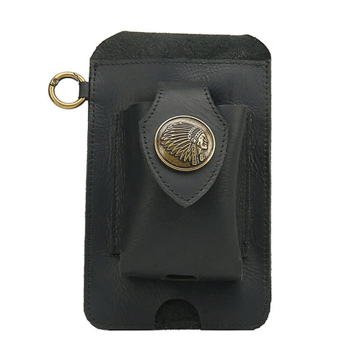 Phone Holster Magnetic Button Crazy Horse Leather Belt Bag - Style #1 - Black - image 2
