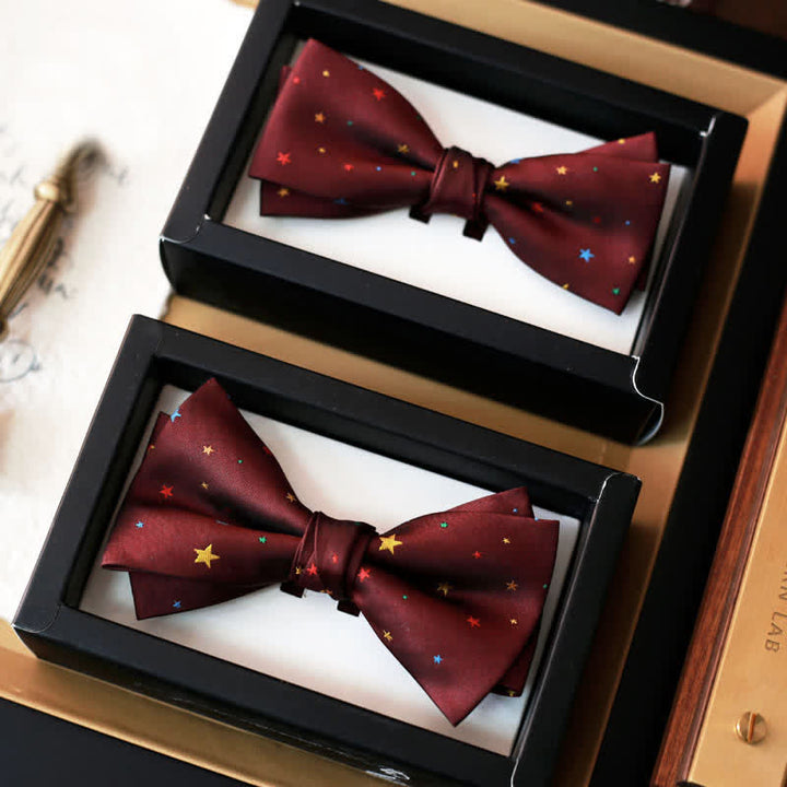 Men's Burgundy Colorful Twinkle Stars Bow Tie - image 0