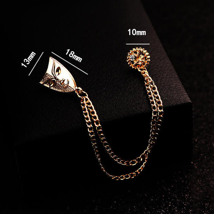 Men's Mysterious Mask Tassel Brooch - image 4