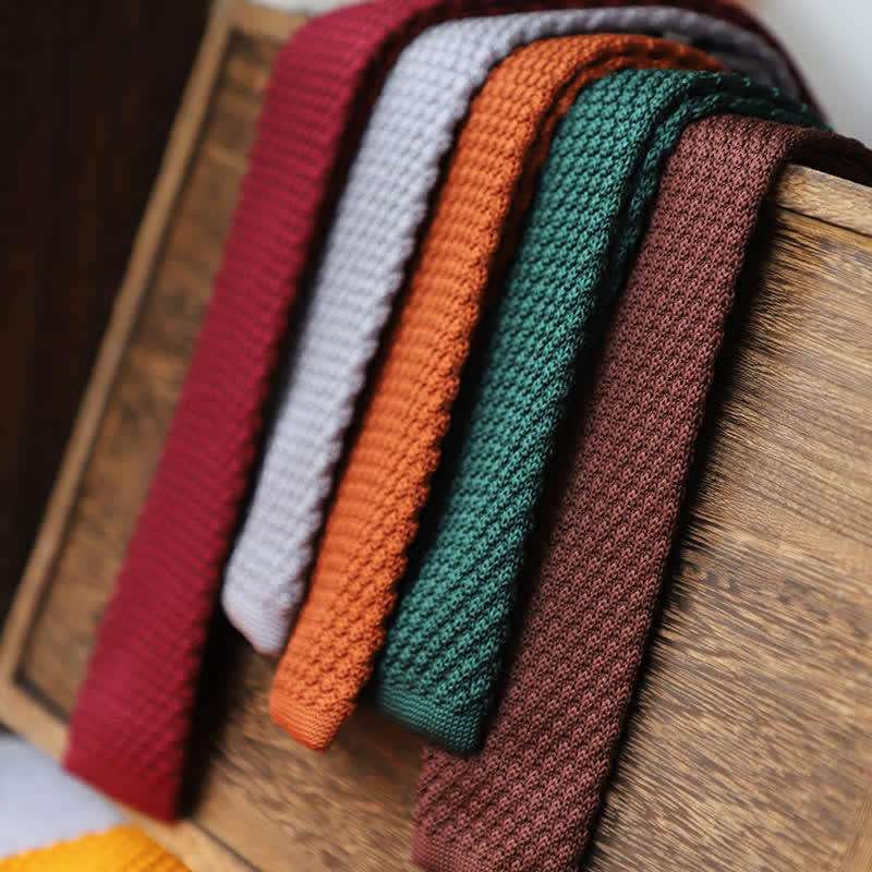Men's Solid Color Knitted Narrow Slim Necktie - image 2