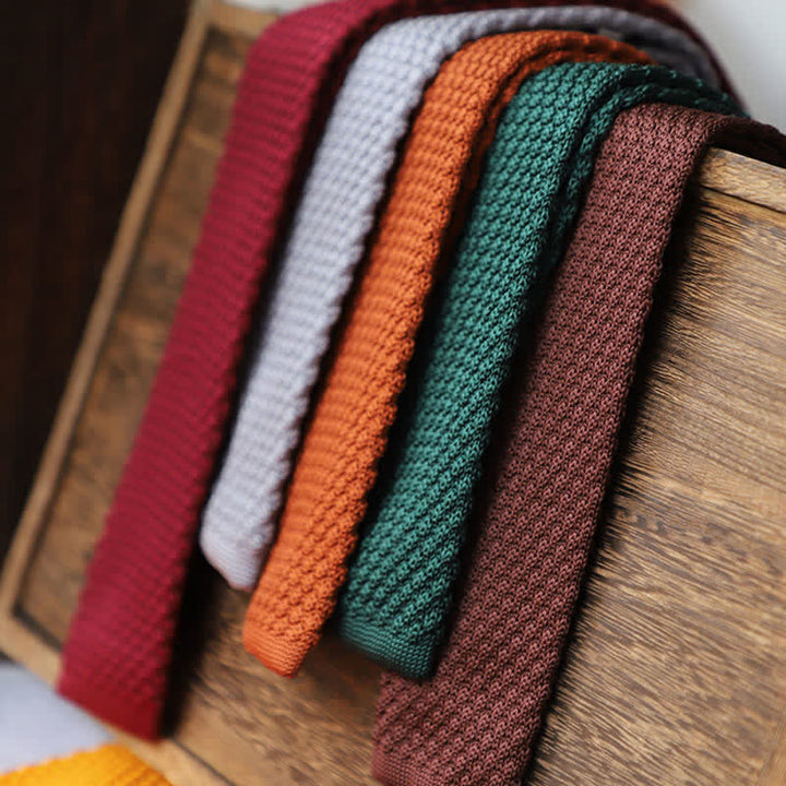 Men's Solid Color Knitted Narrow Slim Necktie - image 2