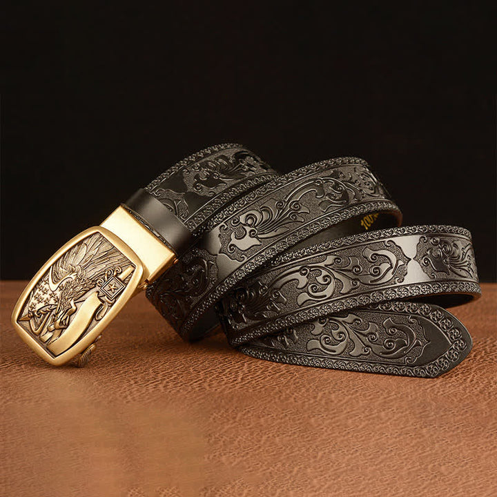 Men's American Flag Hawk Eagle Leather Belt - image 11