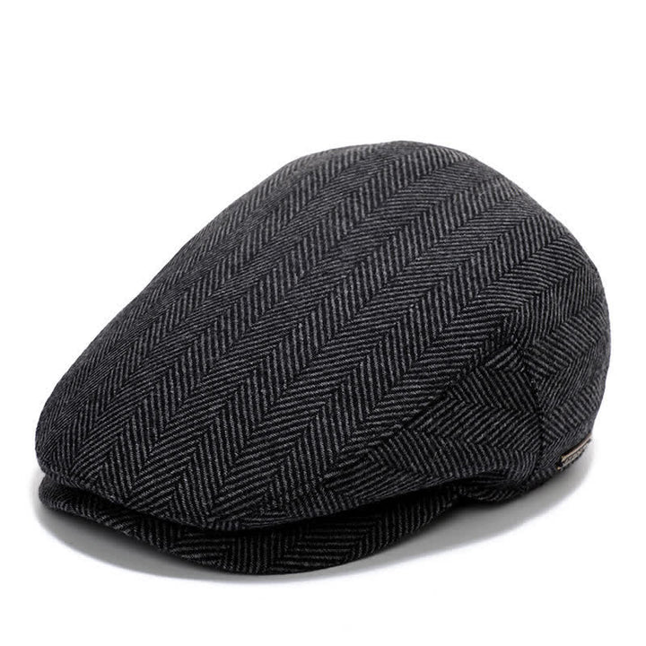 Sport Ivy Flat Cap with Earflap Beret - Gray Herringbone - Adjustable (about 22"-23 5/8") - image 7