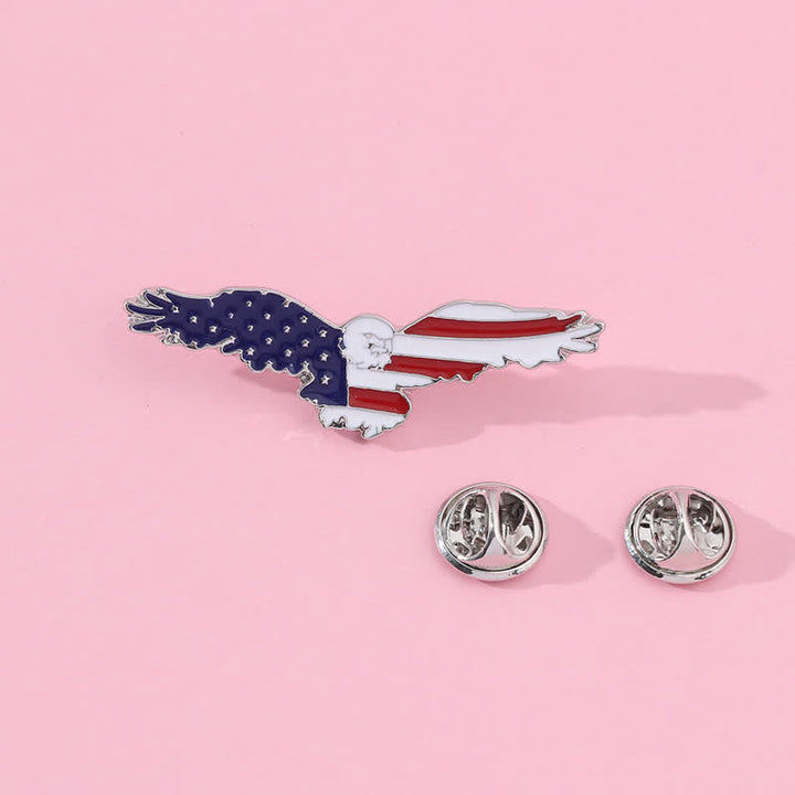 Men's Enamel American Flag Vulture Brooch - image 2