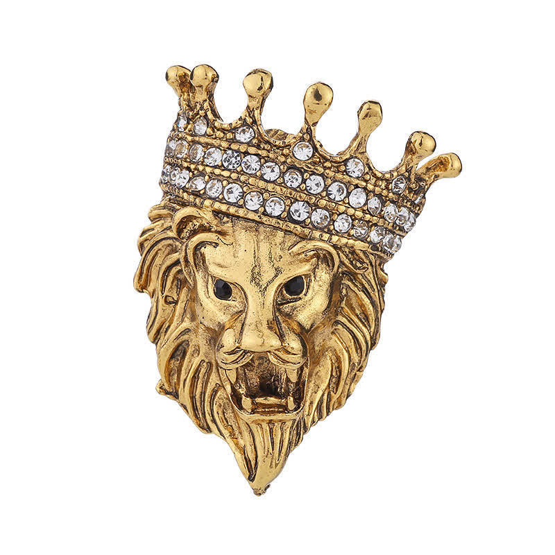 Men's Lordly King Lion Brooch - Gold - image 2