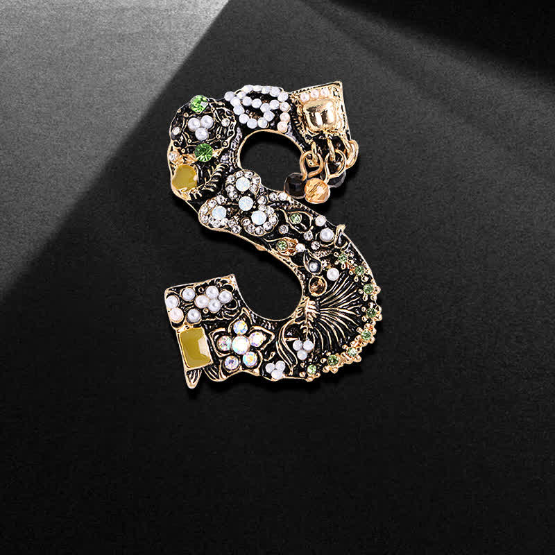 Unisex Baroque Pearl Letter Brooch - S - image 5