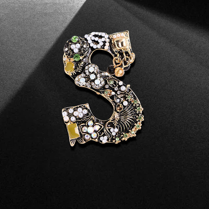 Unisex Baroque Pearl Letter Brooch - S - image 5