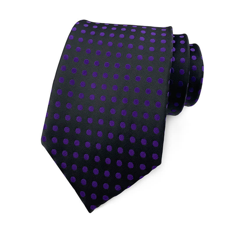 Men's Polka Dots Necktie - Small Dots - Purple & Black - image 14