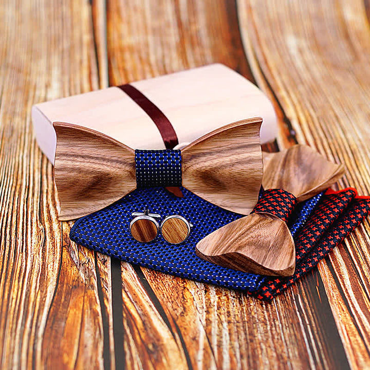 3Pcs Men's Classic Simple Wooden Bow Tie Set - image 1